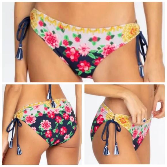 JOHNNY WAS Raina Floral Tassel Bikini Bottom - Picture 1 of 5